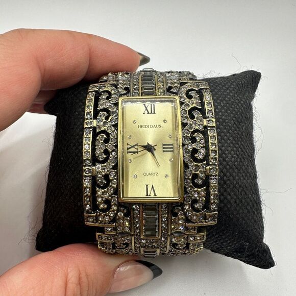 Retired Heidi Daus Art Deco Watch/Clamp Bracelet! - Picture 1 of 11